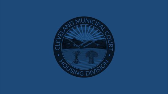 cleveland housing court logo on a dark blue background